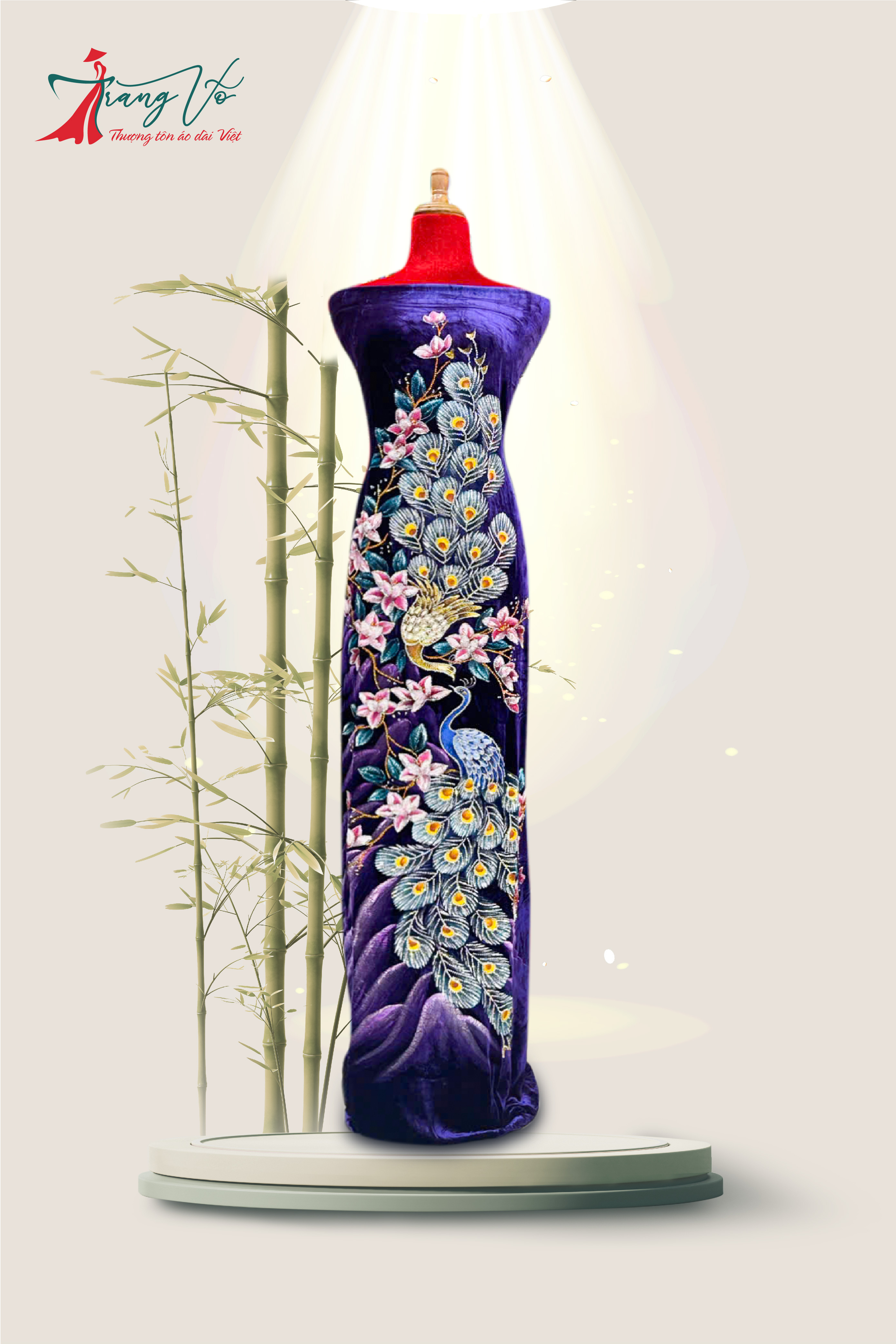 NHUNG TUYẾT VẼ CHIM CÔNG ÉP ĐÁ CAO CẤP #02112406